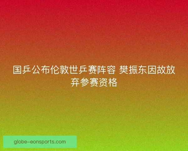 国乒公布伦敦世乒赛阵容 樊振东因故放弃参赛资格